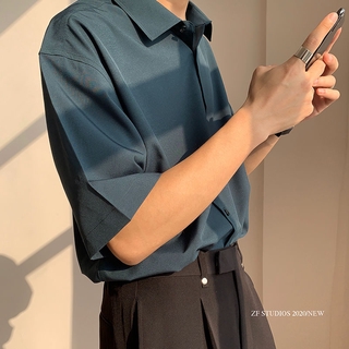 Áo sơ mi tay lửng màu trơn đơn giản dễ phối đồ size M-2Xl