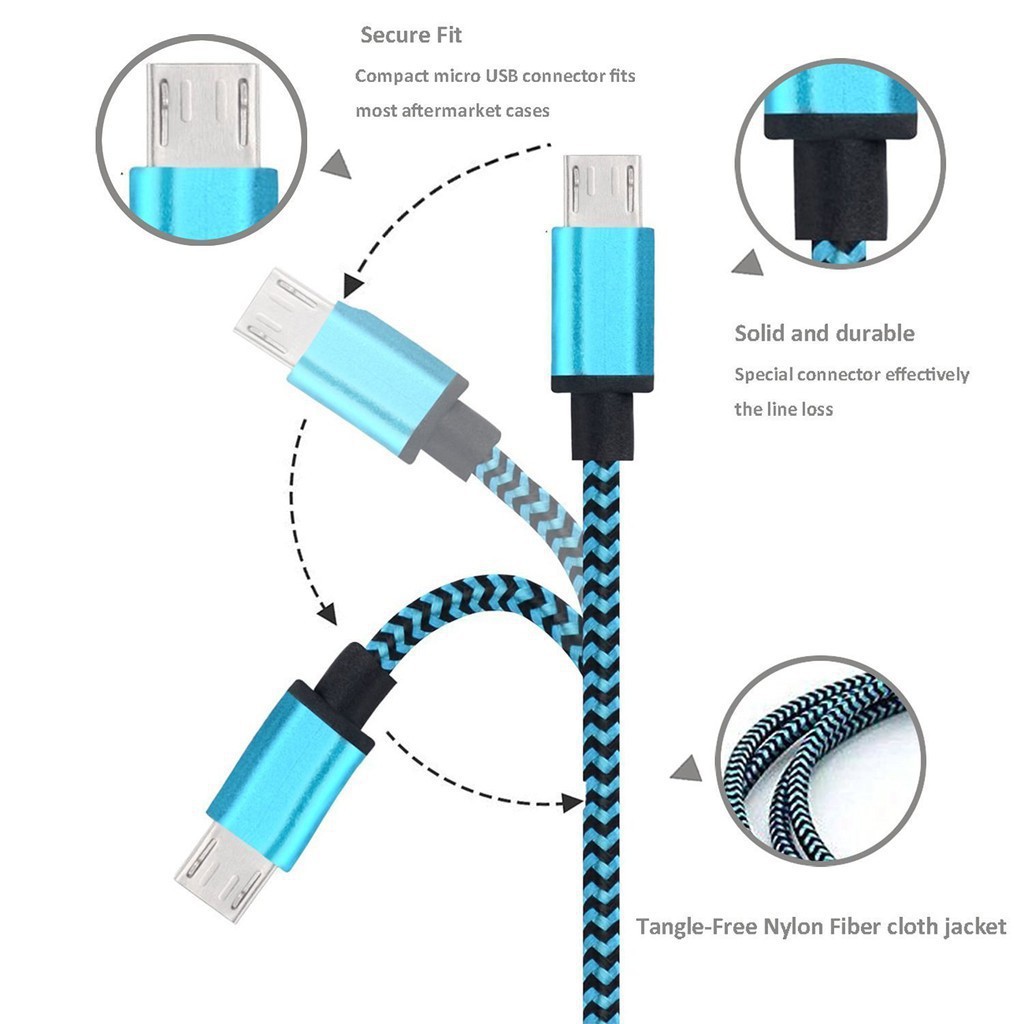 for Samsung Android phone Snake Skin Weave Nylon Micro USB Data Charging Cable