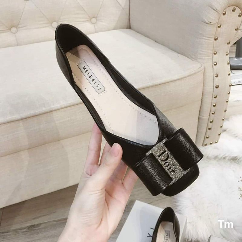 giày búp bê nơ dioR.