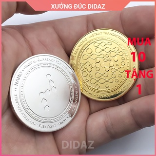 Đồng Xu Nano Coin, Bitcoin mạ vàng, bạc 24k đồ lưu niệm, trang trí, sưu tầm, quà tặng hội nhóm NANO01
