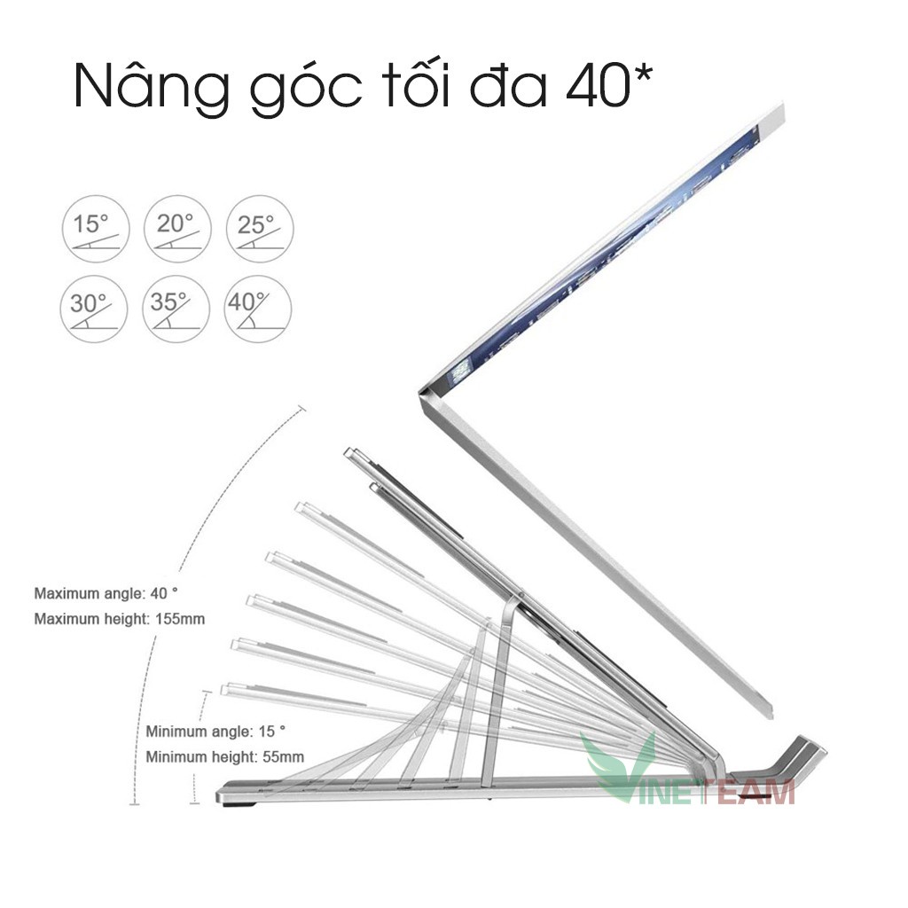 Laptop holder - Giá đỡ Laptop - MacBook bằng nhôm điều chỉnh độ cao theo nhu cầu sử dụng -dc3716