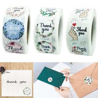 Set 500 giấy dán hình tròn họa tiết chữ Thank You