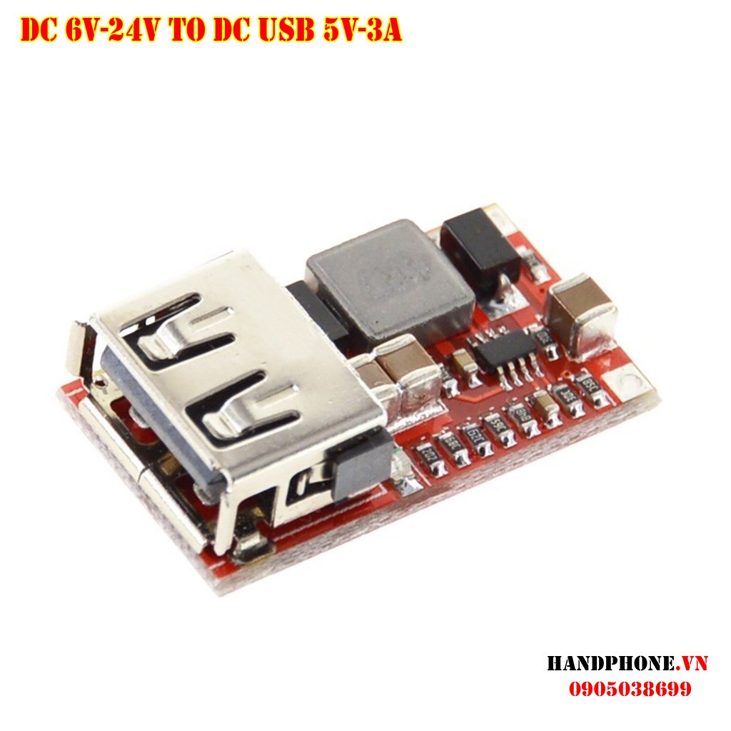 Module mạch hạ áp DC 6V, 9V, 12V, 24V ra cổng USB 5V 3A DC (DC to DC Converter)