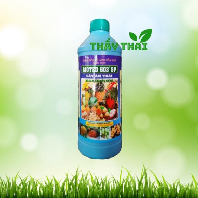 Bioted 603 cây ăn trái  Phân bón lá NPK sinh học Bioted 603 SP-RM Mận, Xoài, Sầu riêng-1 lít-Bổ sung dưỡng chất