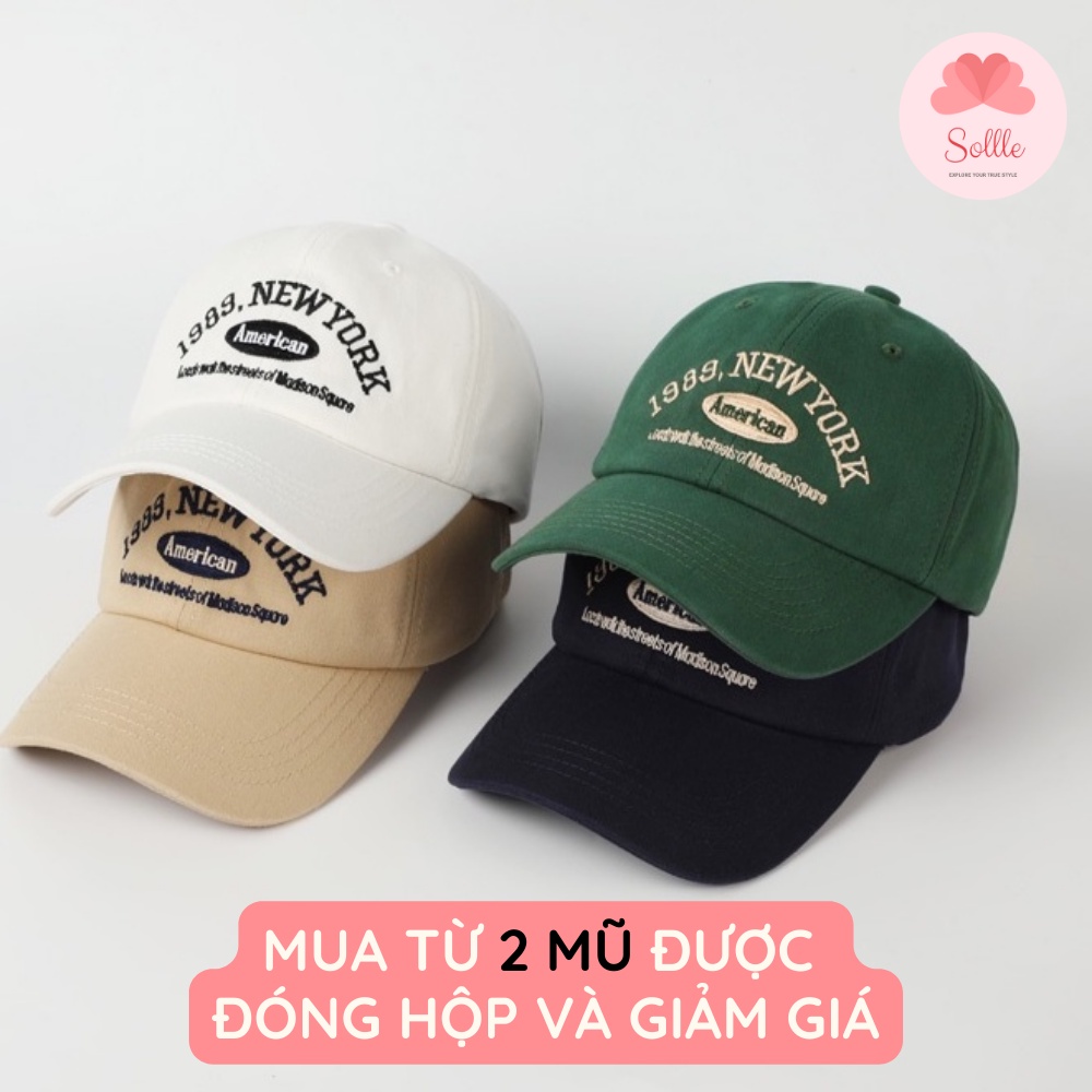 Nón lưỡi trai kết nam nữ unisex xanh lá thêu chữ American cá tính Hàn Quốc Sollle