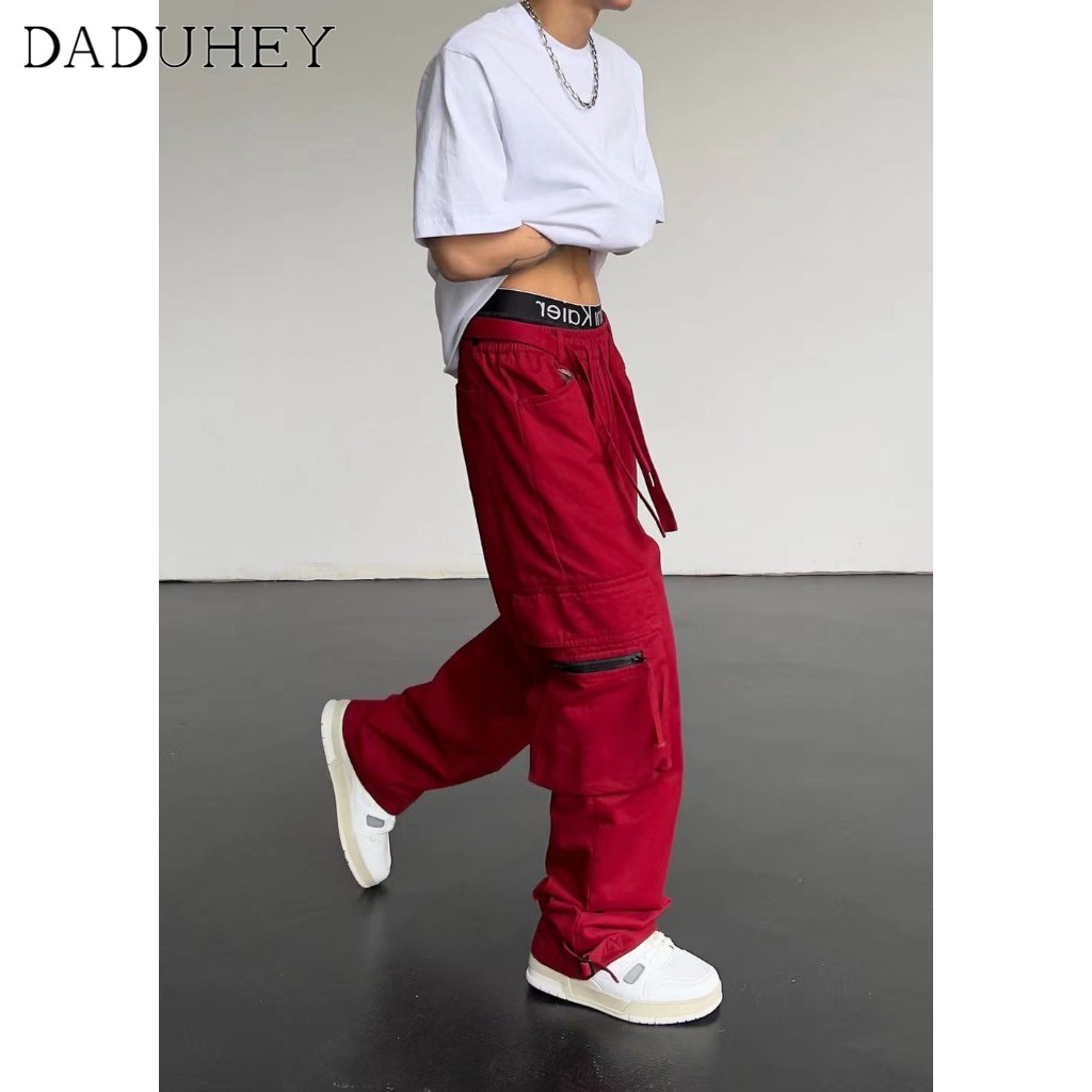 DaDuHey Men's 2022 Summer Hong Kong Style Trendy Retro Straight Casual Pants Ins Fashion and Handsome All-Match Loose Cargo Pants