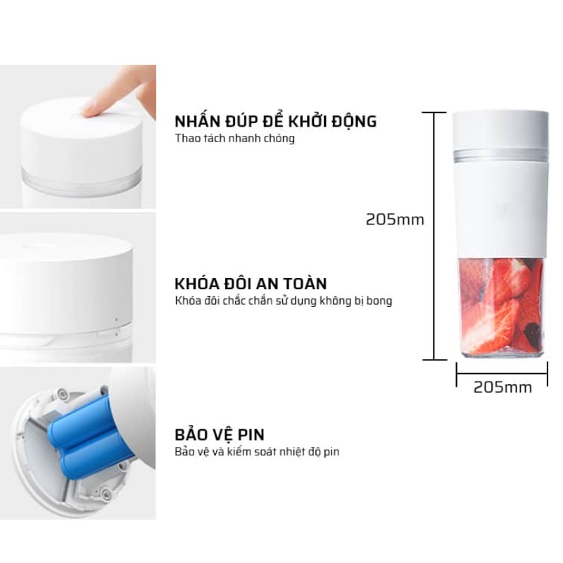 Máy xay đa năng cầm tay Xiaomi Mijia công suất 45W, 4 lưỡi dao Inox siêu khoẻ 18.000 vòng/phút màu trắng-BH 12 tháng