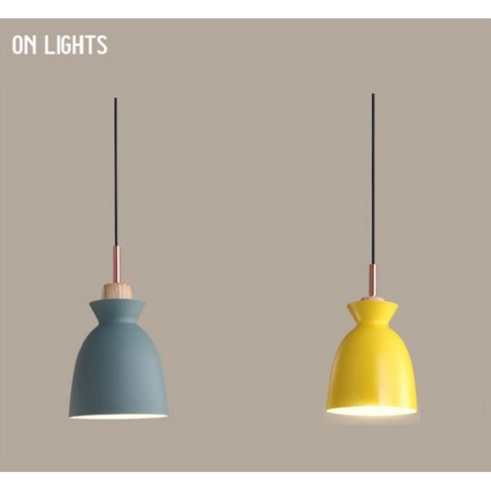 Đèn thả trần chao nhôm đuôi gỗ C, đèn thả trần trang trí TGCB