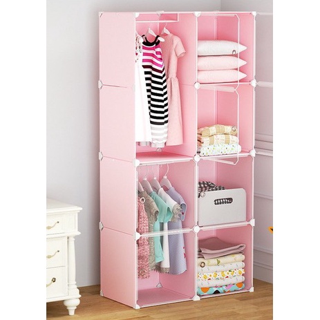 TỦ NHỰA GHÉP 8 Ô SIZE LỚN 47cm. Tặng kèm 1 thanh treo quần áo.