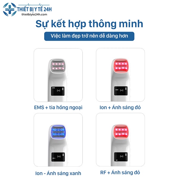 Máy Massage Nâng Cơ Mặt Ion cầm tay Eycotech Di Tinh Chất Aurora RF E31