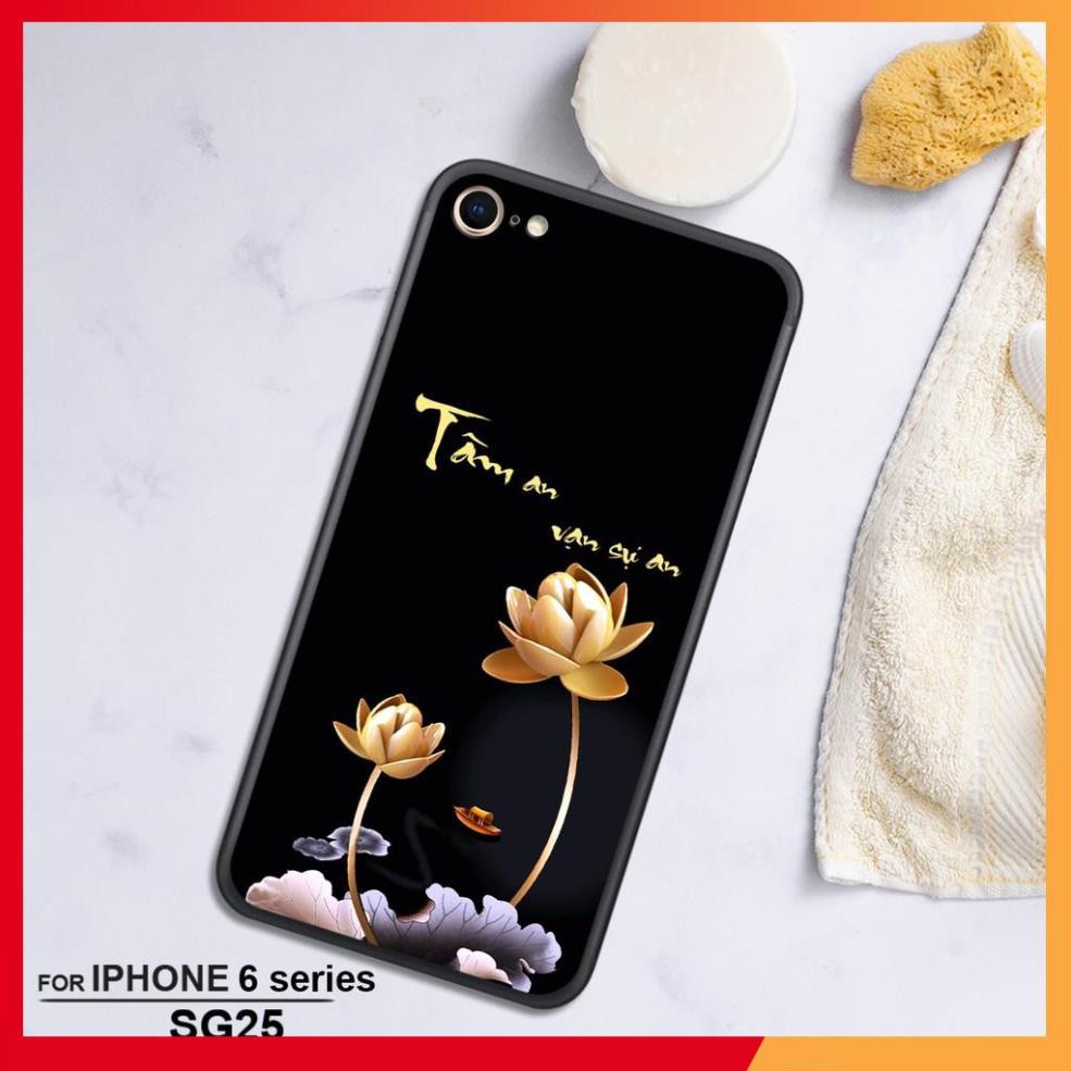 Ốp kính cường lực 3D cho iPhone 5/5s/SE - iPhone 7/8G - iPhone 6/6s - iPhone 6s Plus in hình Tâm An Chú Tiểu