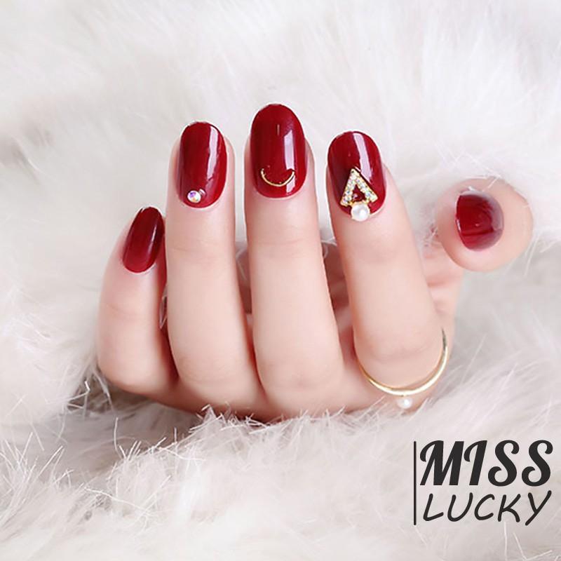 Set 24 móng tay nhân tạo đính đá phong cách thời trang nữ