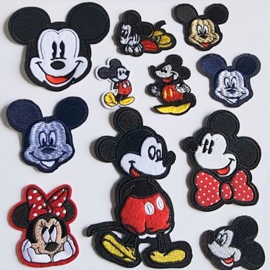 Bộ 5 Sticker/Patch/Logo Thêu Ủi Hình Chuột Mickey Siêu Dễ Thương Dùng Trang Trí Thời Trang