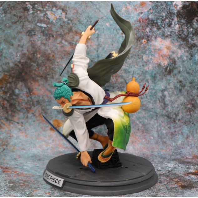 Mô Hình One Piece Zoro Wano tam kiêm phái sắc nét màu tươi xanh chuẩn hình 28Cm