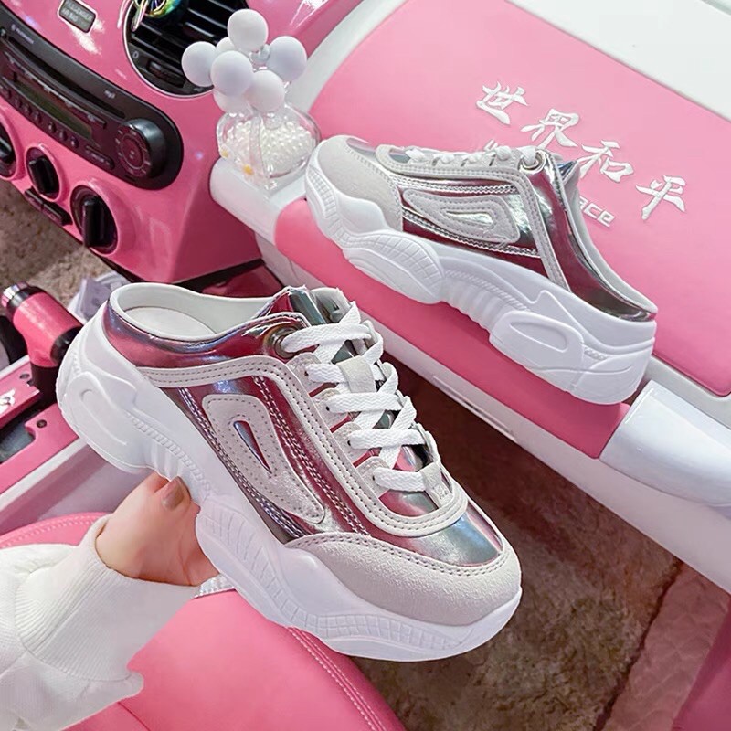 Giày thể thao nữ,Giày sneaker vải tua rua mẫu mới đế 5cm siêu hack dáng