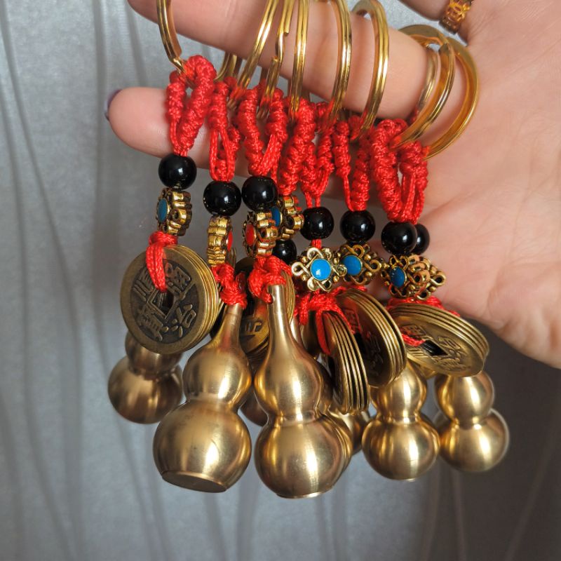 Móc khóa đồng bầu hồ lô đồng xu phong thủy may mắn tài lộc