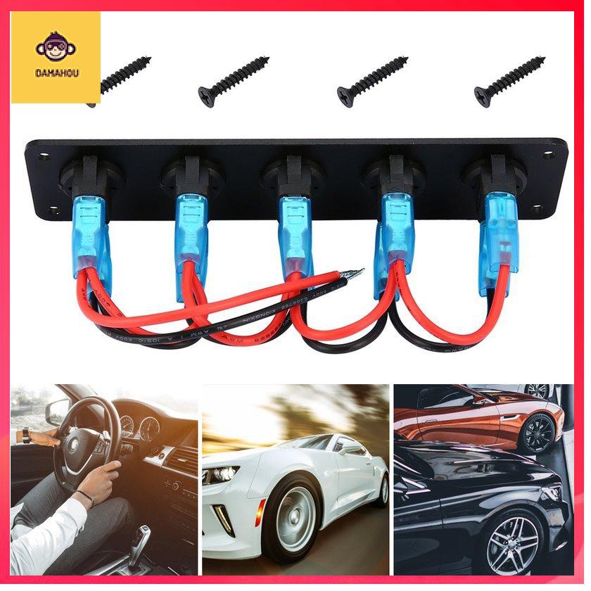 5 Gangs 12V ON / OFF Round Dash Rocker Chuyển đổi Bảng điều khiển Công tắc Đèn LED Xe hơi Hàng hải