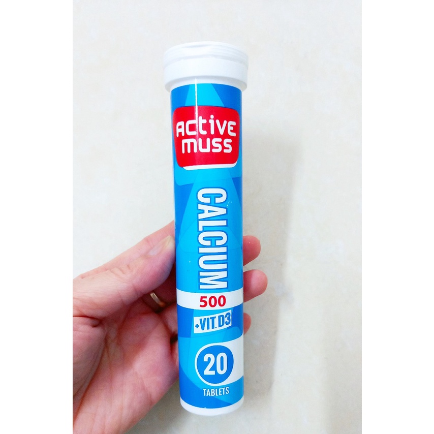 Viên sủi calcium 500 + VitaminD3 Tuyb 20 viên (Balan). Bổ sung canxi giúp phát triển chiều cao, phòng loãng xương.
