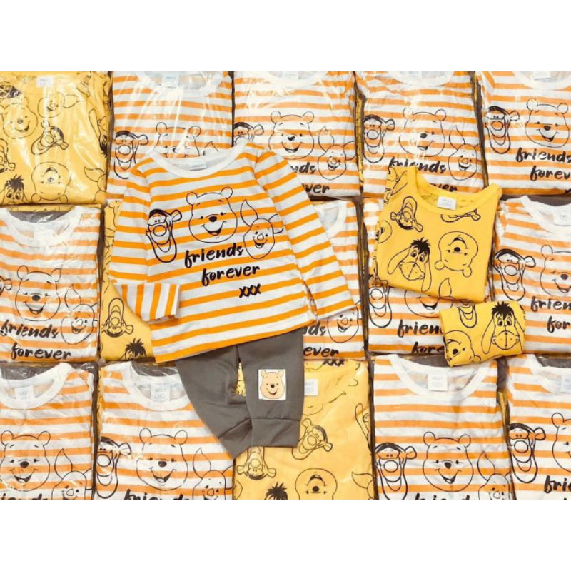 COMBO 2 BỘ GẤU POOH DÀI TAY CHẤT COTTON CHO BÉ