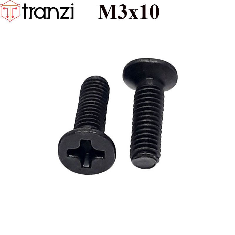 Vít bake đầu bằng thân bu lông mạ đen M3x10 - túi 50 cái