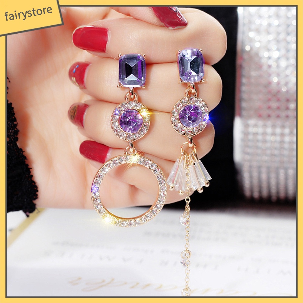 Bông Tai Hợp Kim Đính Đá Kiểu Dáng Độc Đáo Cho Nữ