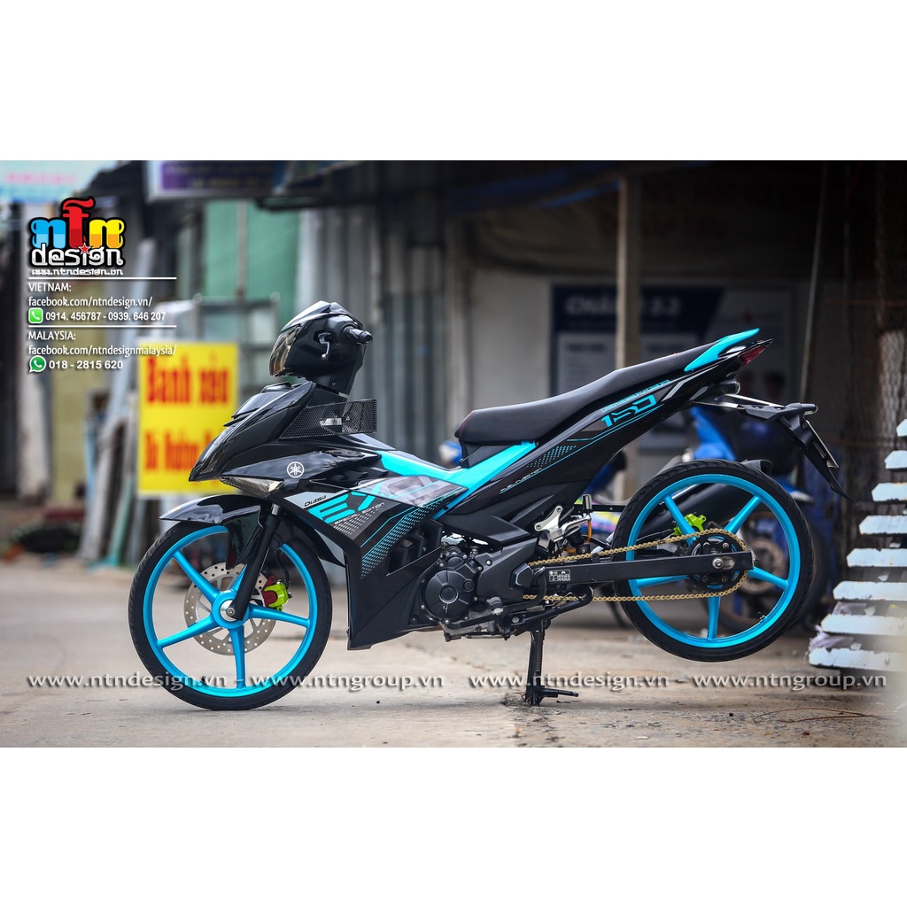 Tem rời Exciter 150 đen xanh ngọc y15zr ,tem 3 lớp cao cấp
