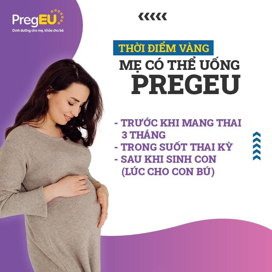 Vitamin Bầu Tổng Hợp PregEU Bổ sung DHA, Canxi & Vi Chất Cho Bà Bầu, Phụ Nữ Mang Thai Và Cho Con Bú 60 Viên/2 Lọ TTP036