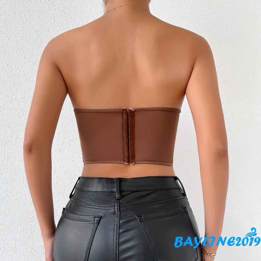 Áo Ống Thêu Hoa Xuyên Thấu Trễ Vai Cho Nữ