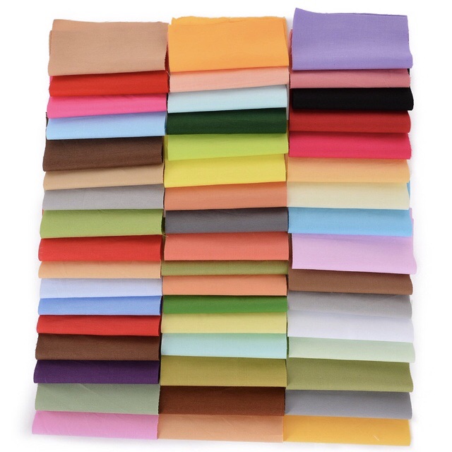 2 Set cắt sẵn may scrunchies trơn và họa tiết giao ngẫu nhiên, gồm mảnh vải 10cmx 50cm và dây thun của Vải rẻ HB shop