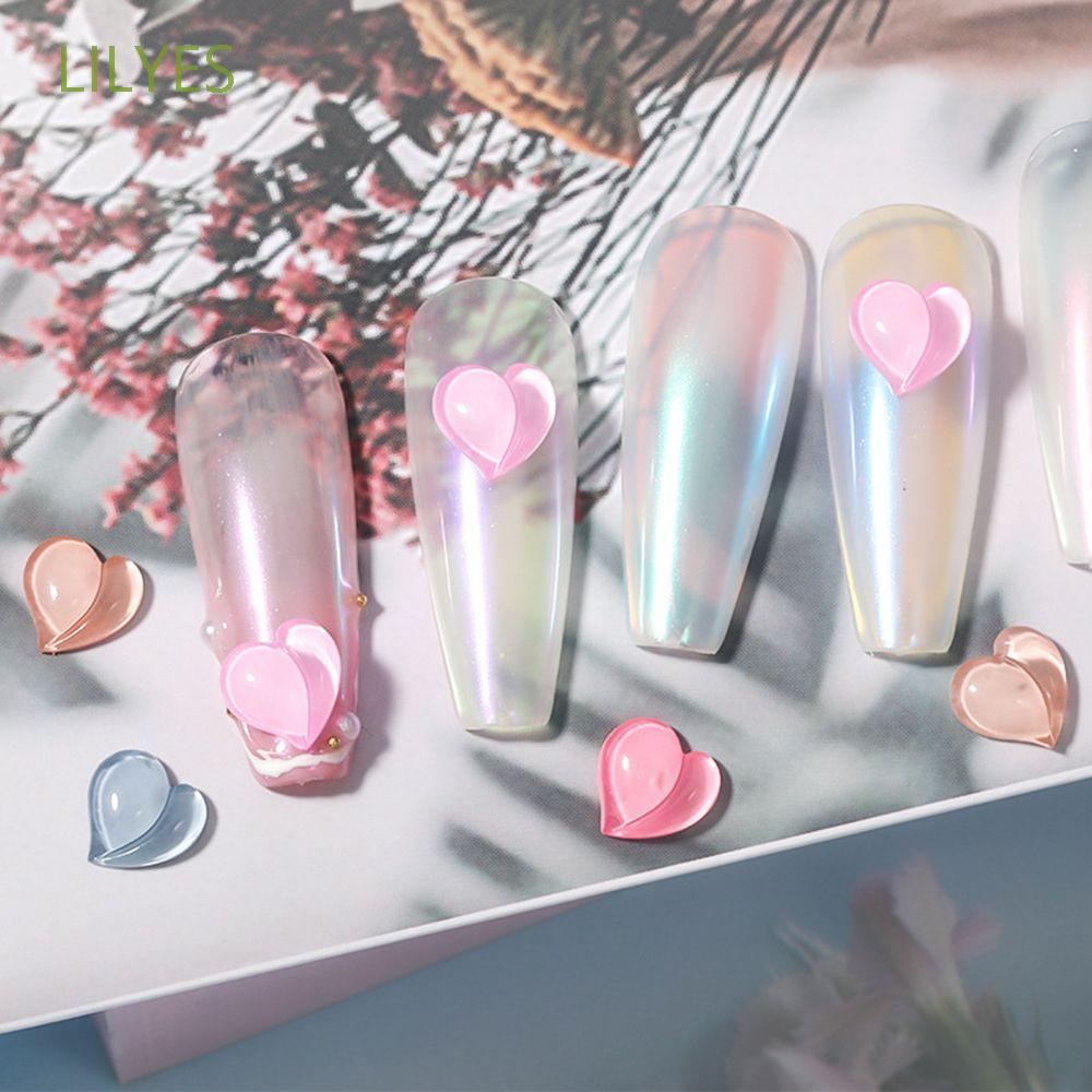 Phụ Kiện Trang Trí Móng Tay Hình Trái Tim 3D Màu Sắc Ngọt Ngào Phong Cách Nhật Bản
