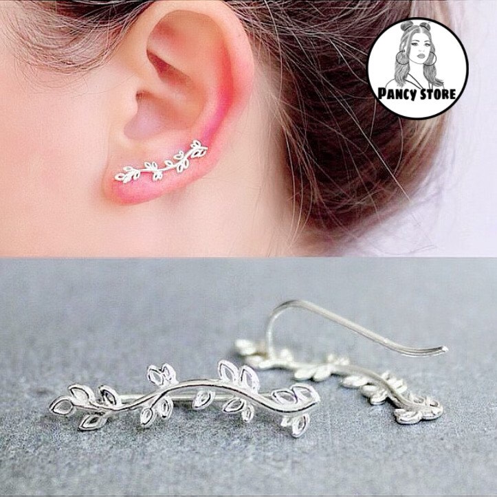 bông tai khuyên tai chiếc lá xoắn phong cách