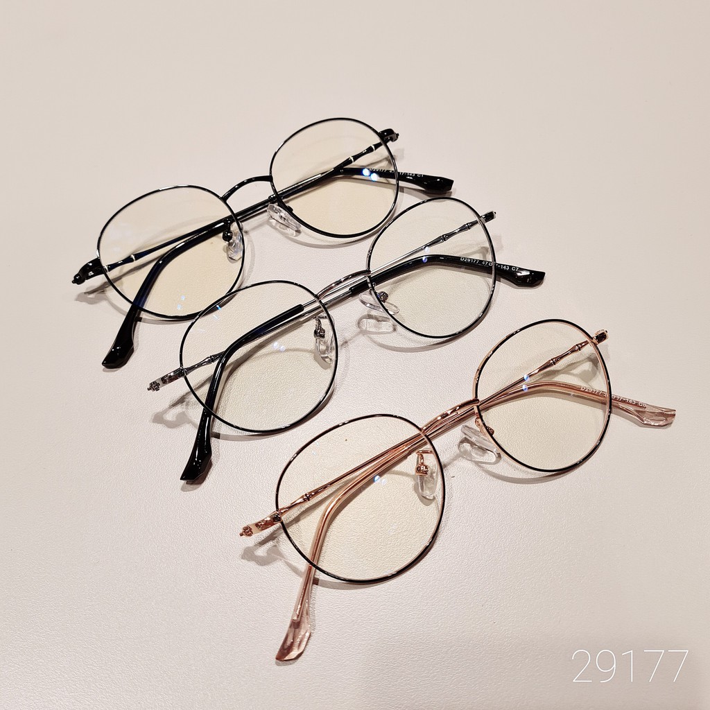 Gọng kính cận nam nữ Lilyeyewear mắt tròn kim loại màu sắc thời trang 29177