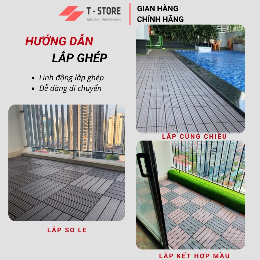 Vỉ Nhựa Lót Sàn Ban Công SIENNA Basic Trang Trí Hồ bơi, Nhà Tắm, Sân Vườn