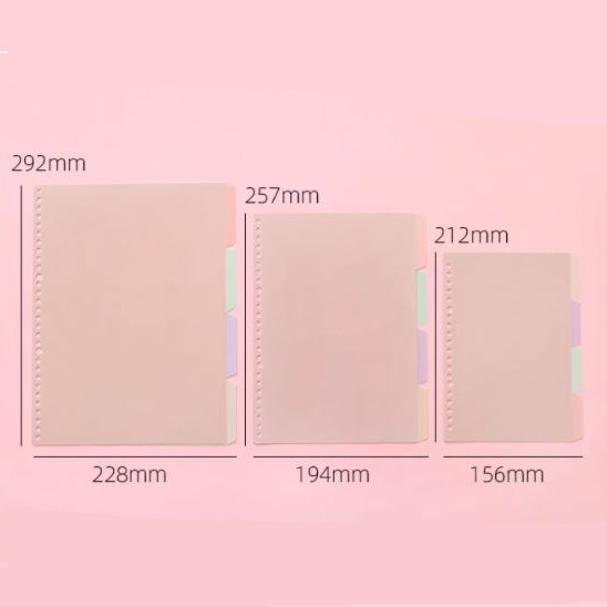 Set 4 tab phân trang A4 B5 A5 Béo shop bằng nhựa màu pastel dùng cho sổ bìa còng 30 26 20 lỗ