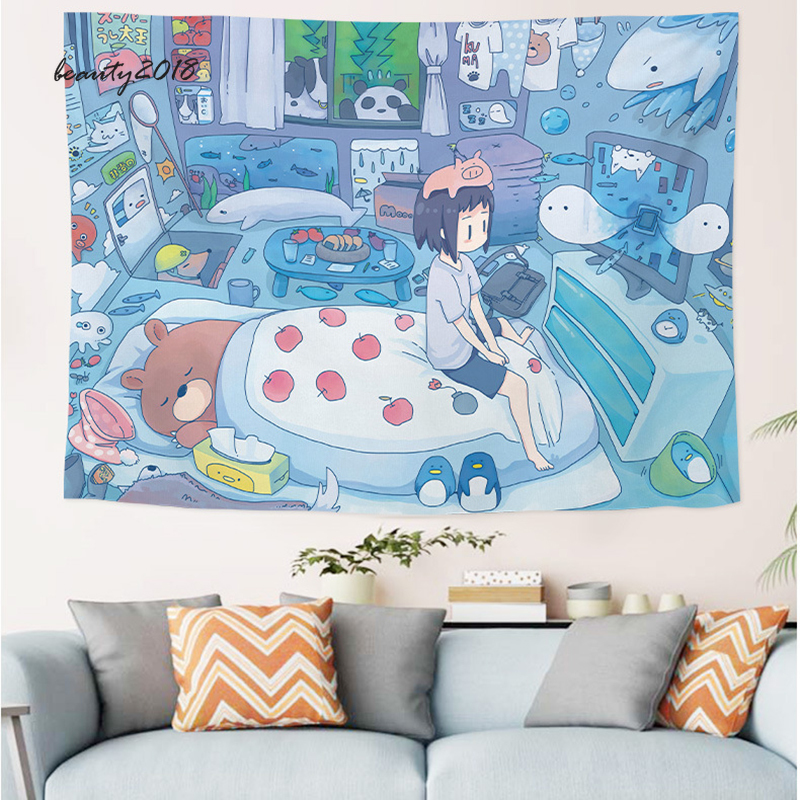 Thảm Treo Tường Phong Cách Hoạt Hình Trang Trí Phòng Ngủ | BigBuy360 - bigbuy360.vn