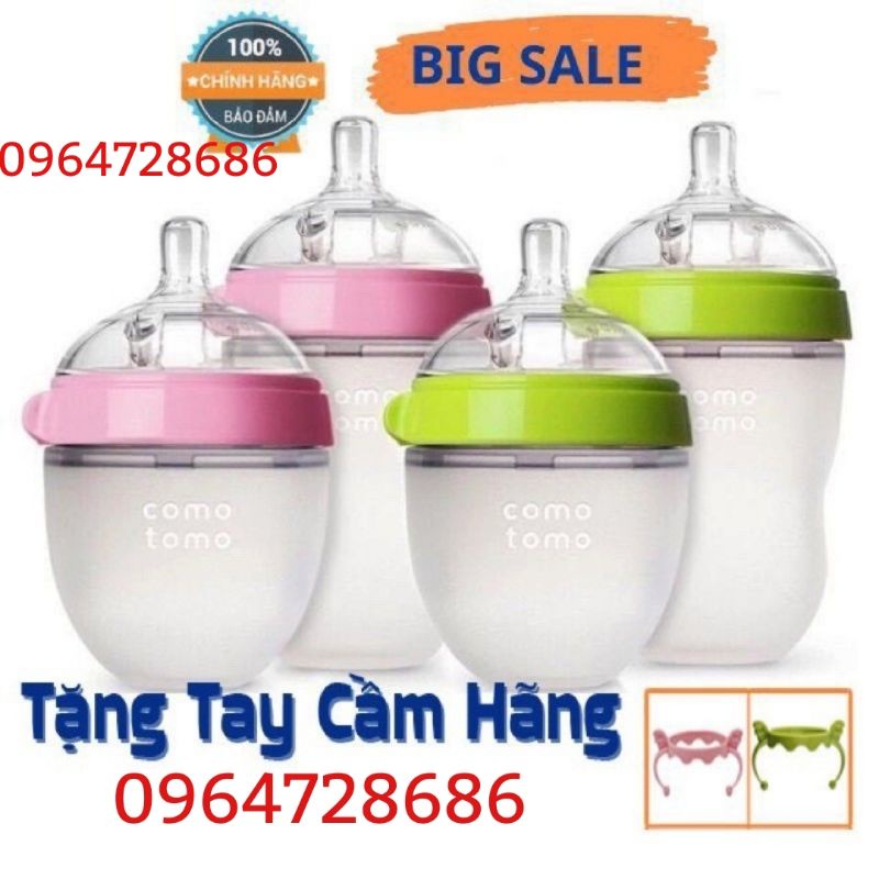 {CHÍNH HÃNG COMO}  Bình Sữa Comotomo 150ml/250ml Núm Silicon Siêu Mềm