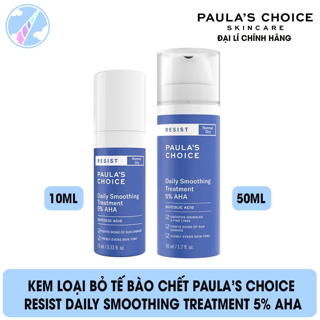 Kem Loại Bỏ Tế Bào Chết Làm Mềm Da Chứa 5% AHA Paula's Choice Resist Daily Smoothing Treatment 5% AHA
