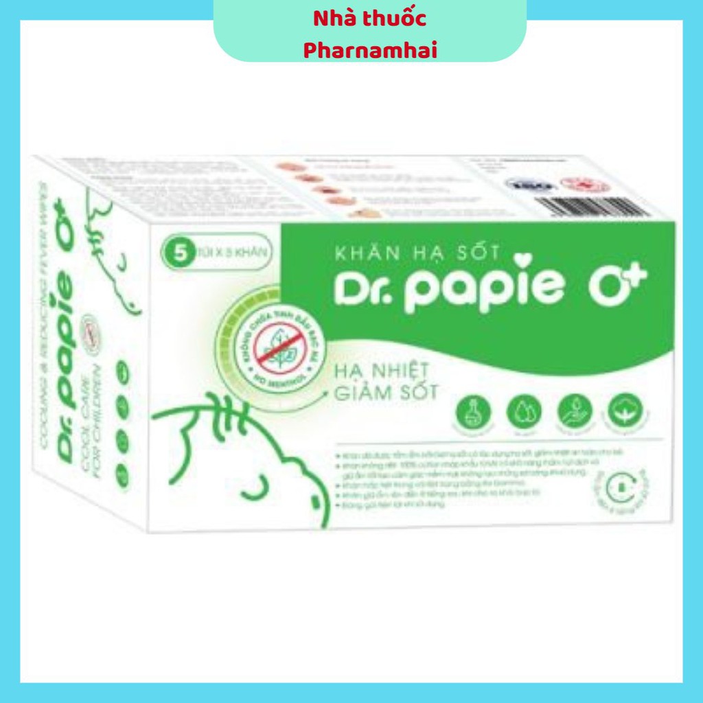 Nhà thuốc Pharnamhai, Khăn hạ nhiệt giảm sốt Dr papie 0m+