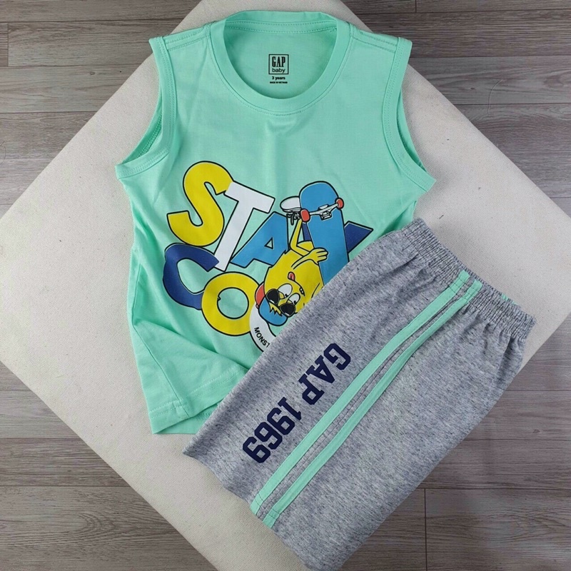 Bộ ba lỗ bé trai Gap size nhí VNXK 100% chất cotton