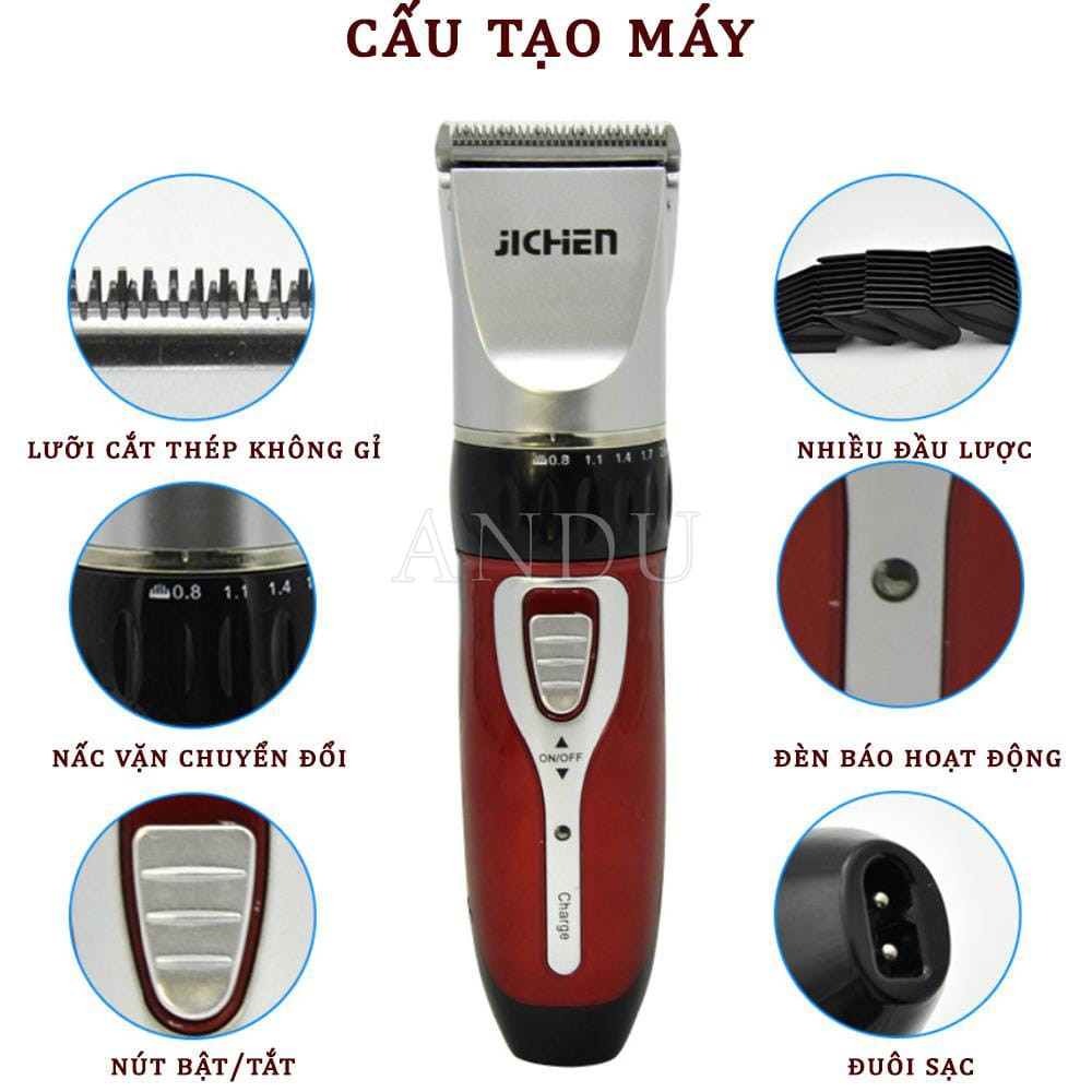 Tông Đơ Cắt Tóc Gia Đình Jichen JC-0817 Máy Cắt tóc + Tặng 1 Bộ Kéo Cắt Và Tiả Tóc