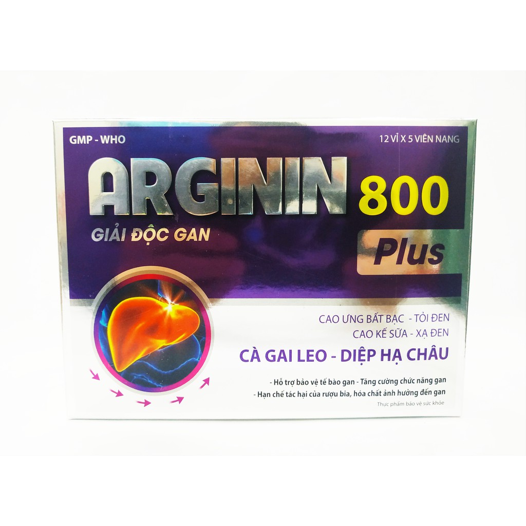 VIÊN UỐNG BỔ GAN ARGININ 800 PLUS – GIẢI ĐỘC GAN – BẢO VỆ TẾ BÀO GAN – TĂNG CƯỜNG CHỨC NĂNG GAN - HỘP 60 VIÊN