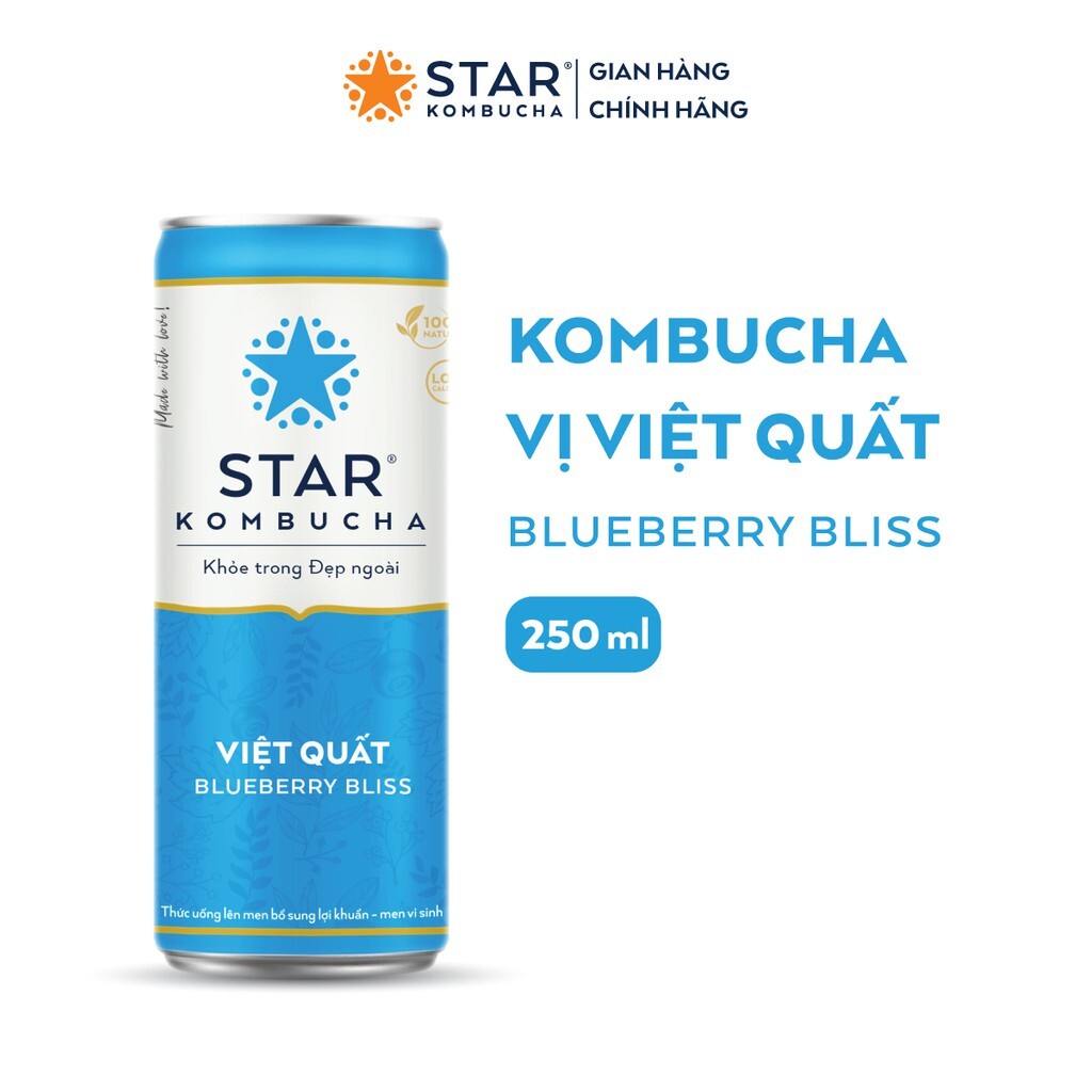 Combo 2 thùng 12 lon trà STAR KOMBUCHA mix vị  (250ml/lon) - Trà lên men vi sinh chứa probiotics