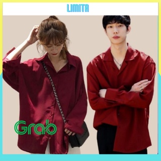 Áo sơ mi unisex form rộng cặp đôi nam nữ đỏ thu hút may mắn tài lộc MVRD01