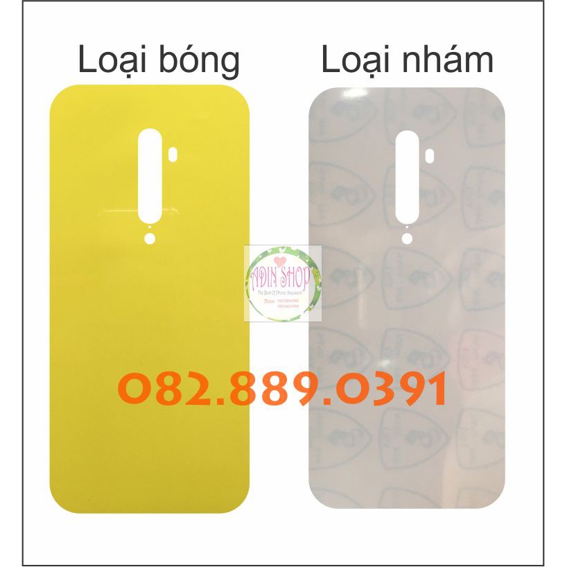 Dán PPF Oppo Reno 2 dành cho màn hình, mặt lưng, full lưng viền siêu bảo vệ loại bóng, nhám