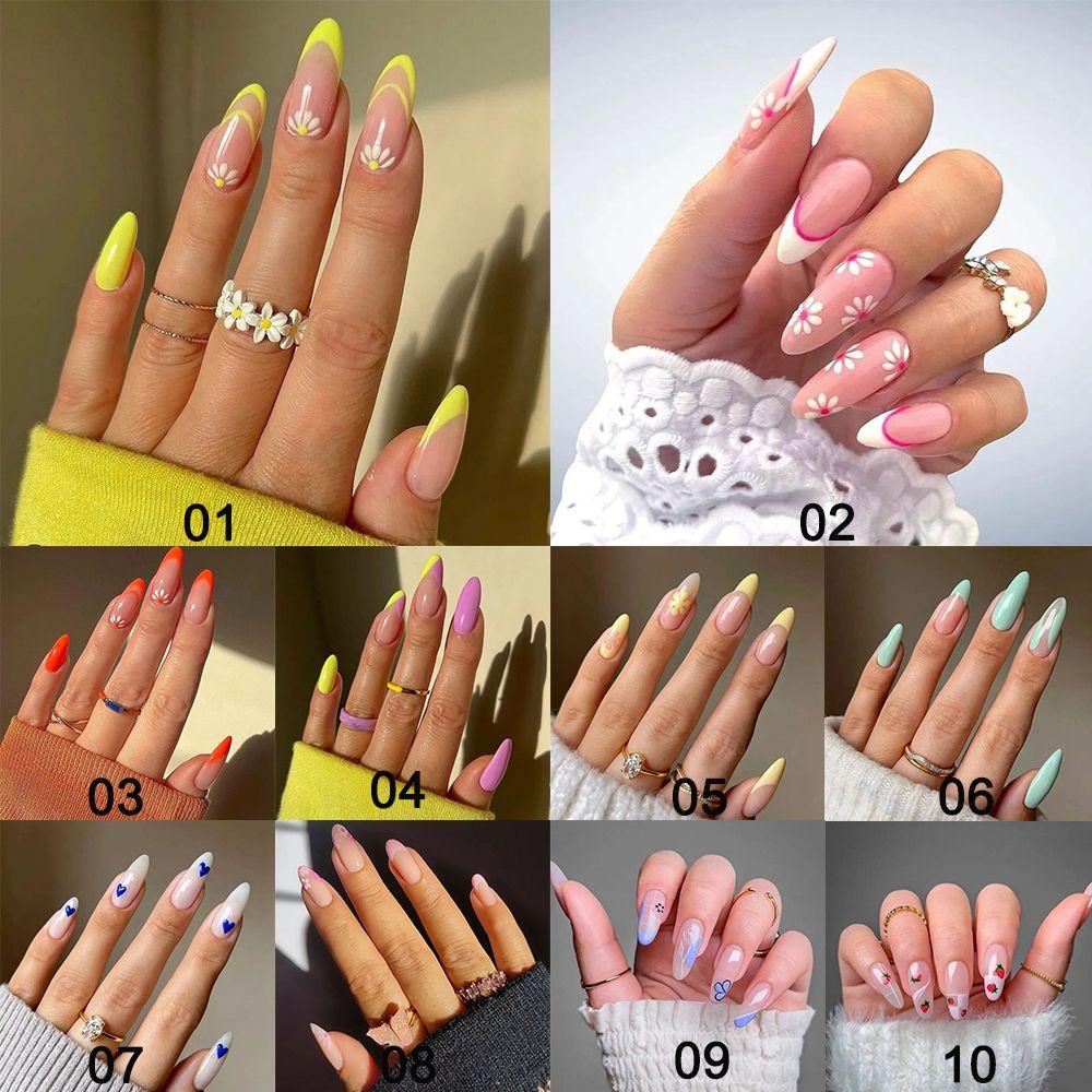 Hộp 1 24 Móng Tay Giả Kiểu Pháp Độc Đáo