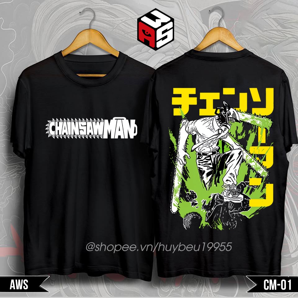 Áo thun Chainsaw man, áo phông in hình anime chainsawman, denji, power, aki, makima cotton giá rẻ