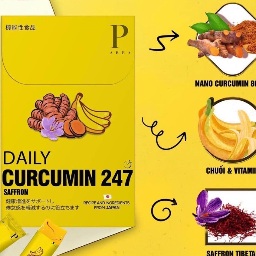 Thạch nghệ Saffron vị chuối 247 từ Nhật Bản, bổ sung tinh chất nghệ Nano Curcumin , tăng cường hệ miễn dịch của cơ thể