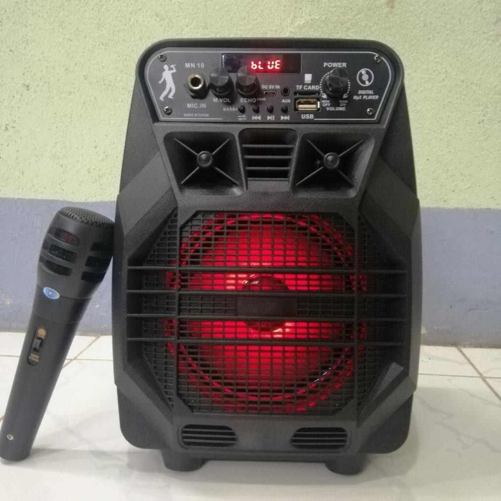 Loa Bluetooth Karaoke Công Suất Cực Lớn, Loa Xach Tay Mini MN-10 Âm thanh chuẩn có chỉnh echo,âm lượng trên loa kèm Mic