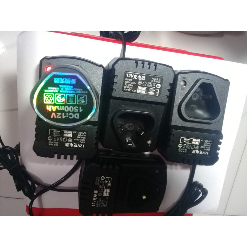 Sạc pin Adapter máy khoan bắt vít dạng đế Li-ion 12V 100-240VAC 50/60Hz, có đèn báo, tự động ngắt khi Pin đầy