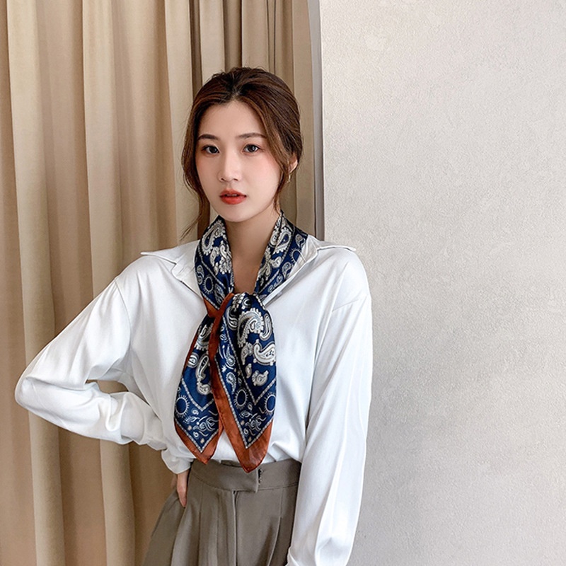 Khăn Quàng Cổ Hình Vuông Cỡ Nhỏ Bằng Lụa Mỏng Thời Trang Xuân Hè Phong Cách Hàn Quốc Hàng Mới 24H